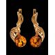 Gold-Plated Earrings With Cognac Amber The Florina, image , picture 2