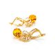 Gold-Plated Earrings With Cognac Amber The Florina, image , picture 5
