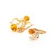 Gold-Plated Earrings With Cognac Amber The Florina, image , picture 6