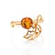 Gold-Plated Ring With Cognac Amber The Florina, Ring Size: 8 / 18, image , picture 4