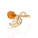 Gold-Plated Ring With Cognac Amber The Florina, Ring Size: 6.5 / 17, image , picture 5