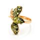 Green Amber Ring In Gold-Plated Silver The Dandelion, Ring Size: 7 / 17.5, image , picture 4