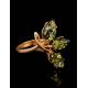 Green Amber Ring In Gold-Plated Silver The Dandelion, Ring Size: 11 / 20.5, image , picture 2