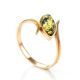 Delicate Gold-Plated Ring With Green Amber The Adagio, Ring Size: 9 / 19, image , picture 3