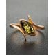 Delicate Gold-Plated Ring With Green Amber The Adagio, Ring Size: 9.5 / 19.5, image , picture 2