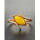 Refined Gold-Plated Ring With Honey Amber The Adagio, Ring Size: 6 / 16.5, image , picture 2
