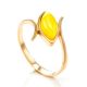 Refined Gold-Plated Ring With Honey Amber The Adagio, Ring Size: 8.5 / 18.5, image , picture 3
