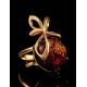 Adorable Gold-Plated Ring With Cognac Amber The Paradise, Ring Size: 12 / 21.5, image , picture 4