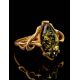 Bold Gold-Plated Ring With Green Amber The Constance, Ring Size: 12 / 21.5, image , picture 4