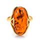 Gold-Plated Ring With Cognac Amber The Rendezvous, Ring Size: 5.5 / 16, image , picture 3
