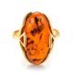 Gold-Plated Ring With Cognac Amber The Rendezvous, Ring Size: 6 / 16.5, image , picture 3