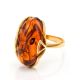 Gold-Plated Ring With Cognac Amber The Rendezvous, Ring Size: 8 / 18, image , picture 4