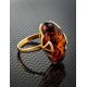 Gold-Plated Ring With Cognac Amber The Rendezvous, Ring Size: 6 / 16.5, image , picture 2