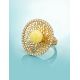 Wonderful Honey Amber Ring In Gold-Plated Silver With Crystals The Venus, Ring Size: 13 / 22, image , picture 3