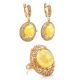 Bold Honey Amber Ring In Gold-Plated Silver With Crystals The Venus, Ring Size: 5.5 / 16, image , picture 6