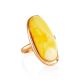 Exclusive Gold Plated Silver Ring With Amber Centerstone The Lagoon, Ring Size: 6.5 / 17, image 