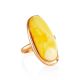 Exclusive Gold Plated Silver Ring With Amber Centerstone The Lagoon, Ring Size: 7 / 17.5, image 