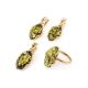 Gold-Plated Earrings With Green Amber The Rendezvous, image , picture 5