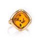 Gold-Plated Silver Ring With Cognac Amber The Zephyr​, Ring Size: 5 / 15.5, image , picture 4