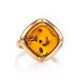 Gold-Plated Silver Ring With Cognac Amber The Zephyr​, Ring Size: 12 / 21.5, image , picture 4