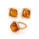 Gold-Plated Silver Ring With Cognac Amber The Zephyr​, Ring Size: 8 / 18, image , picture 5
