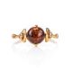 Cherry Amber Ring In Gold-Plated Silver With Crystals The Sambia, Ring Size: 6.5 / 17, image , picture 4