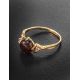 Cherry Amber Ring In Gold-Plated Silver With Crystals The Sambia, Ring Size: 8.5 / 18.5, image , picture 3