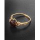 Cherry Amber Ring In Gold-Plated Silver With Crystals The Sambia, Ring Size: 9.5 / 19.5, image , picture 3