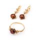 Cherry Amber Ring In Gold-Plated Silver With Crystals The Sambia, Ring Size: 5 / 15.5, image , picture 5