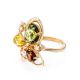 Multicolor Amber Ring In Gold-Plated Silver With Crystals The Edelweiss, Ring Size: 6 / 16.5, image , picture 5