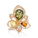 Multicolor Amber Ring In Gold-Plated Silver With Crystals The Edelweiss, Ring Size: 10 / 20, image , picture 3