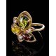 Multicolor Amber Ring In Gold-Plated Silver With Crystals The Edelweiss, Ring Size: 6.5 / 17, image , picture 4