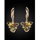 Drop Amber Earrings In Gold-Plated Silver With Crystals The Edelweiss, image , picture 4