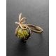 Green Amber Ring In Gold-Plated Silver The Paradise, Ring Size: 5 / 15.5, image , picture 2