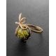 Green Amber Ring In Gold-Plated Silver The Paradise, Ring Size: 12 / 21.5, image , picture 2