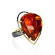 Amazing Gold Plated Cocktail Ring With Cognac Amber The Rialto Collection, Ring Size: Adjustable, image 