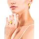 Honey Amber Ring In Gold-Plated Silver The Strauss, Ring Size: 9.5 / 19.5, image , picture 2