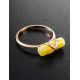 Gold Plated Ring With Honey Amber The Scandinavia, Ring Size: 5.5 / 16, image , picture 3