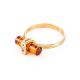 Cylindrical Cut Amber Ring In Gold With Crystal The Scandinavia, Ring Size: 7 / 17.5, image , picture 3