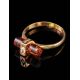 Cylindrical Cut Amber Ring In Gold With Crystal The Scandinavia, Ring Size: 7 / 17.5, image , picture 5