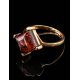 Square Amber Ring In Gold-Plated Silver The Athena, Ring Size: 11 / 20.5, image , picture 2