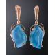 Gold-Plated Drop Earrings With Synthetic Chalcedony The Serenade, image , picture 3