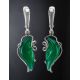 Bright Green Synthetic Onyx Dangle Earrings In Silver The Serenade, image , picture 2