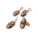 Gold-Plated Dangle Earrings With Smoky Synthetic Quartz The Serenade, image , picture 5