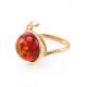 Elegant Amber Ring In Gold-Plated Silver The Phoenix, Ring Size: 4 / 15, image , picture 4