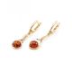Chic Cognac Amber Earrings In Gold-Plated Silver The Phoenix, image , picture 3