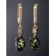 Gold-Plated Earrings With Green Amber And Crystals The Nostalgia, image , picture 4