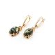 Gold-Plated Earrings With Green Amber And Crystals The Nostalgia, image , picture 3