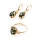 Gold-Plated Earrings With Green Amber And Crystals The Nostalgia, image , picture 5