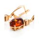 Bold Gold-Plated Drop Earrings With Cognac Amber With Crystals The Nostalgia, image , picture 2